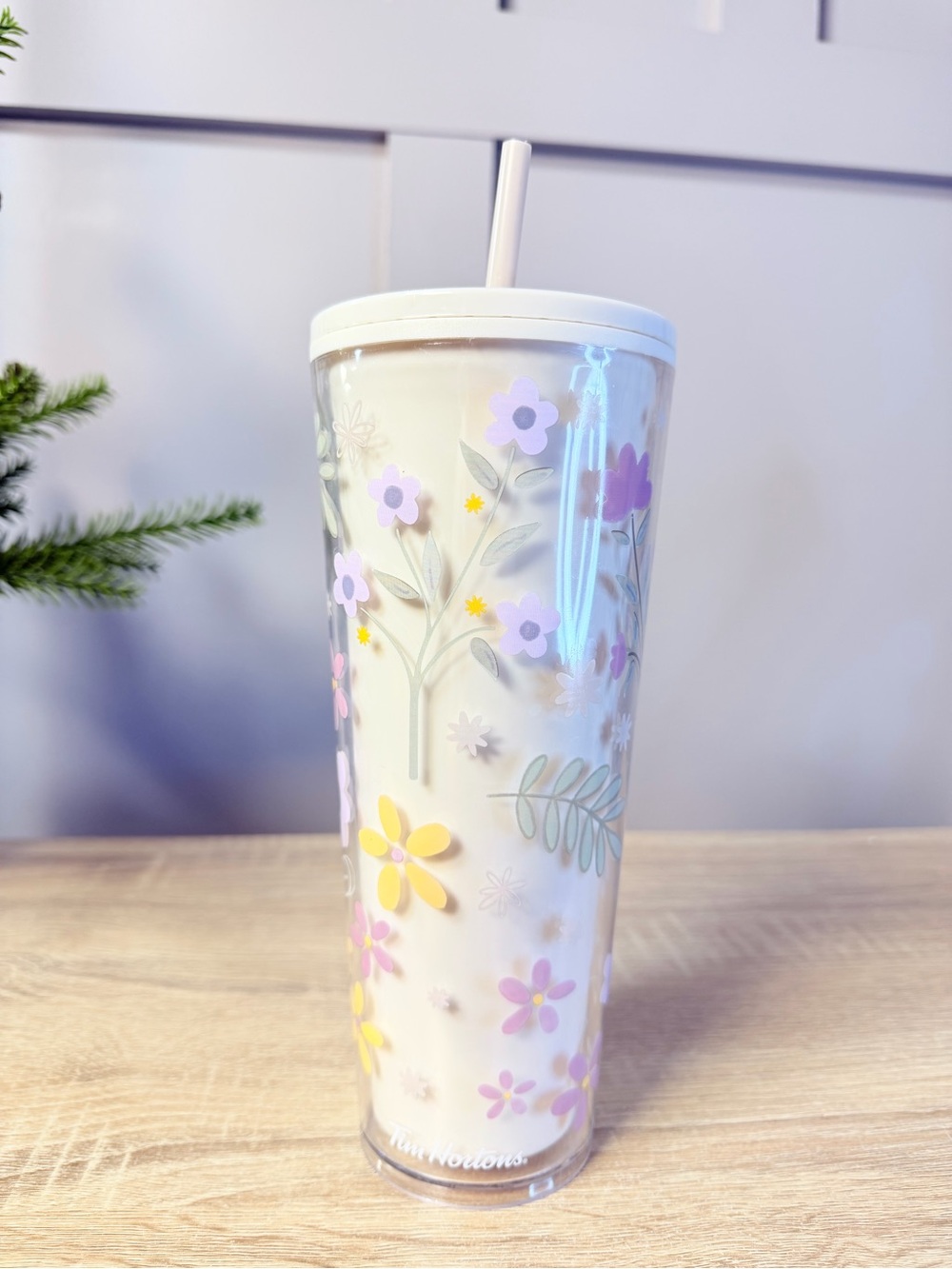 2025 Tim Hortons Plastic Straw Tumbler - Floral  24oz